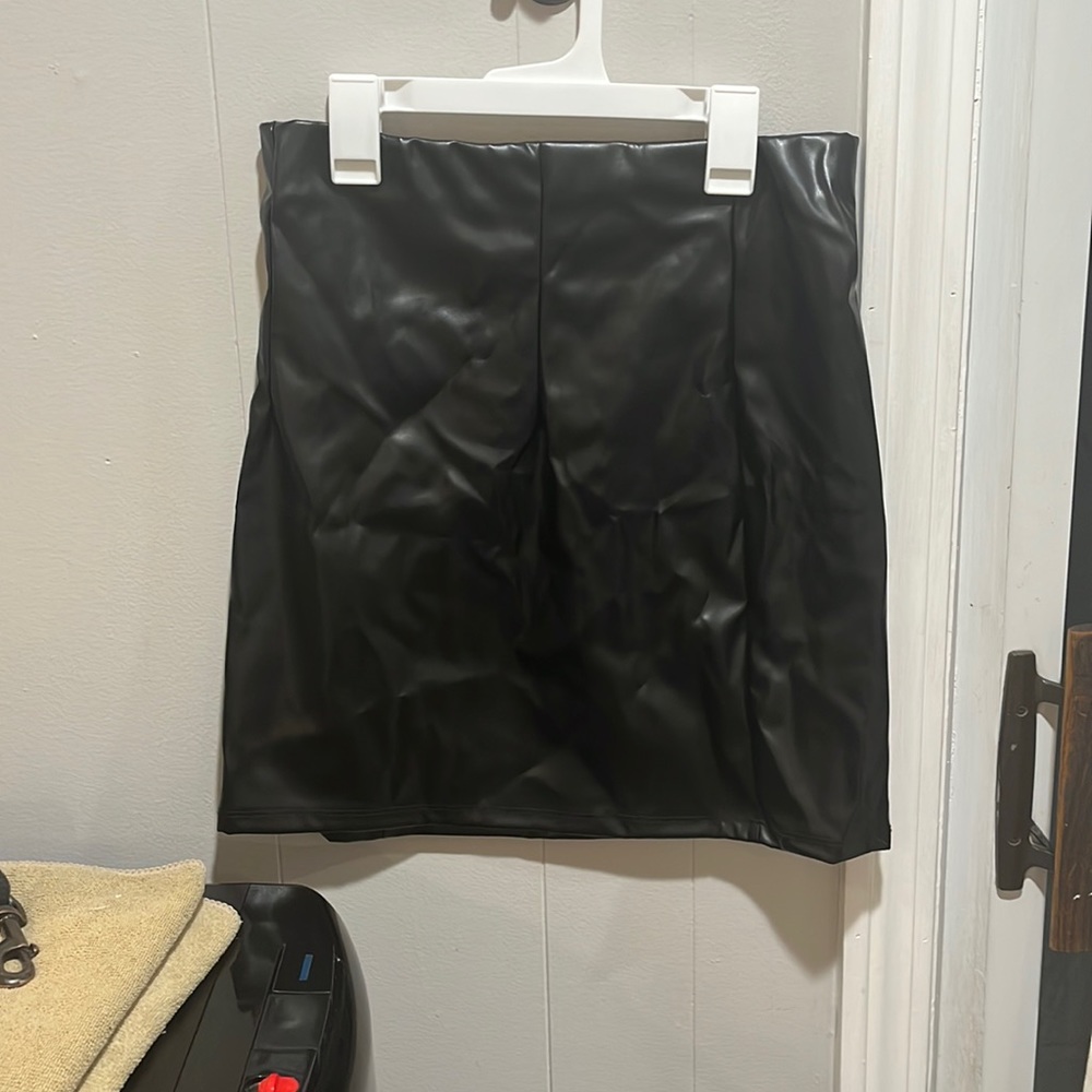 ASOS black leather skirt